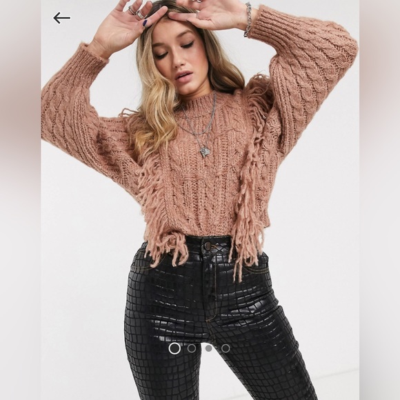 ASOS DESIGN cable sweater with fringe detail - Picture 1 of 7